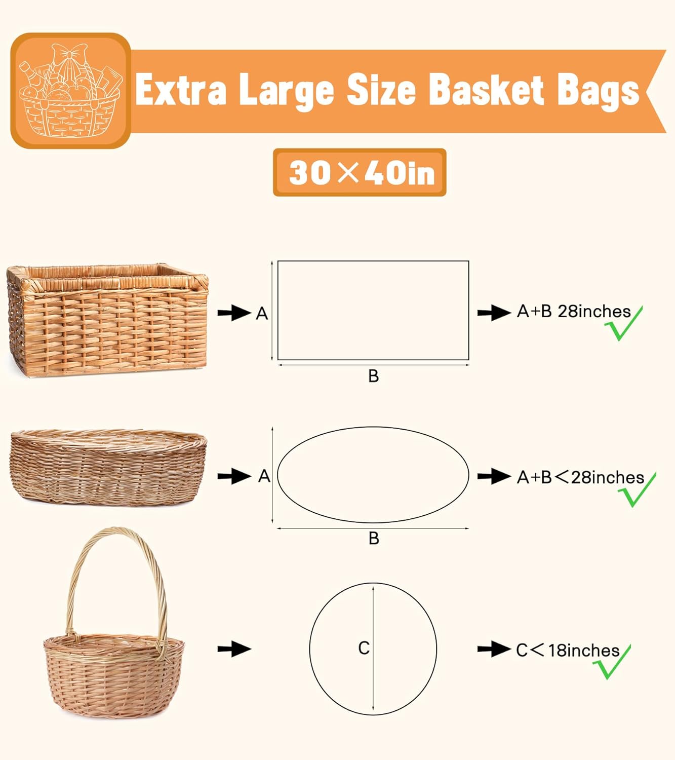 Yuiicaov 6PCS Extra Large Cellophane Bags, 30x40 Inches Clear Cellophane Wrap for Gift Baskets, Jumbo Huge Packaging Clear Gift Bags 2.8 Mil Thick